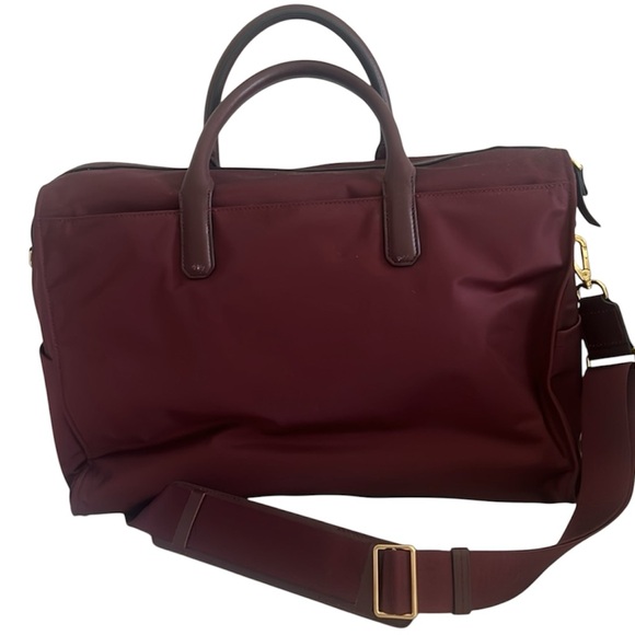 Tumi Dara Carry All Travel Bag in Maroon Plum with Metallic Hardware - Picture 5 of 11